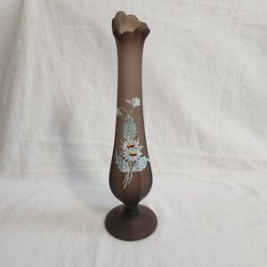 Vintage Westmoreland Chocolate Brown Satin Glass Vase